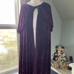 Halloween, symphony and opera? Crushed velvet magenta floor length cape.